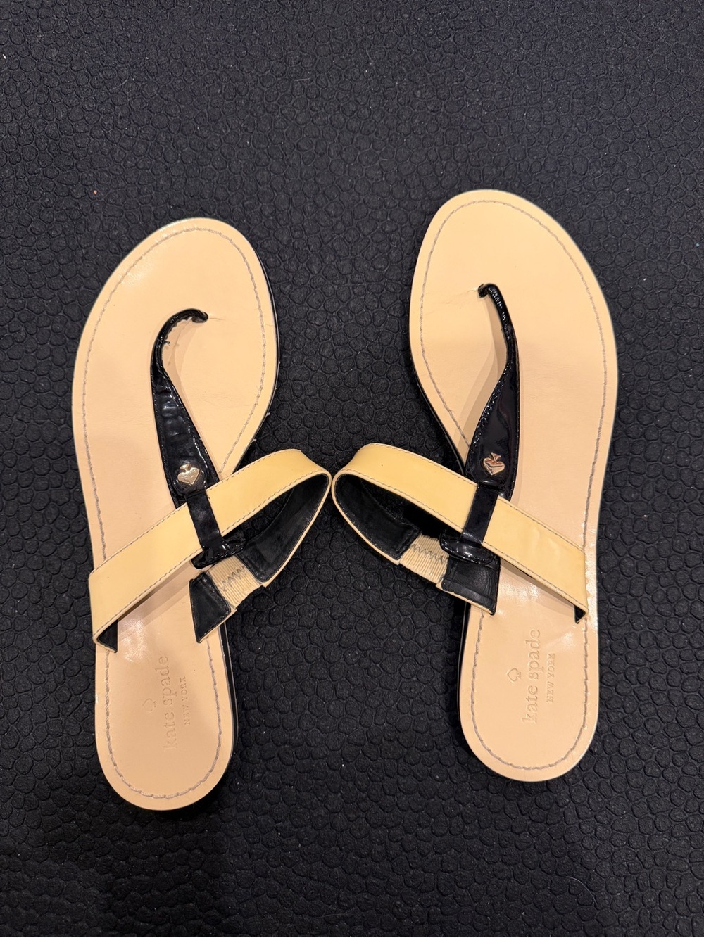 kate spade Yellow and Black Leather Slide Sandals